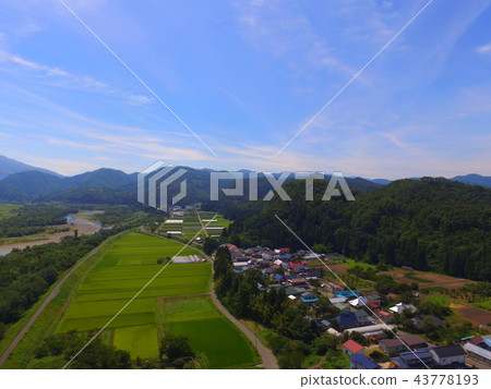 Mountain villages ~ aerial view in drone (Oonuma-gun, Aizu Misato-cho, Fukushima Prefecture) Mountain villages ~ aerial view in drone (Oonuma-gun, Aizu Misato-cho, Fukushima Prefecture) 43778193