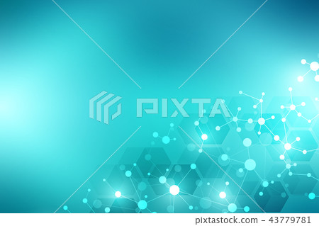 Molecular structure background and communication. Abstract background with molecule DNA and neural Molecular structure background and communication. Abstract background with molecule DNA and neural 43779781