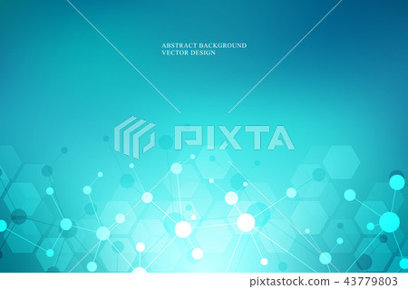 Molecular structure background and communication. Abstract background with molecule DNA and neural 43779803