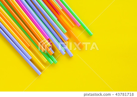 Colorful Straw on color background. 43781718