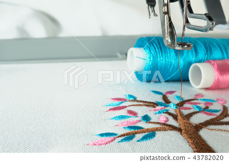 Embroidery machine and lovely tree minimal design  43782020