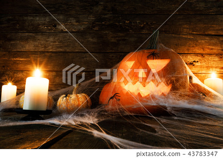 Halloween pumpkin and spiders Halloween pumpkin and spiders 43783347