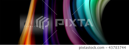 Fluid colors abstract background colorful poster, twisted liquid design on black, colorful marble or 43783744