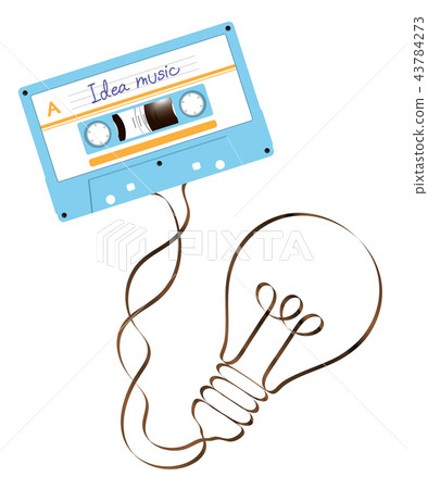 Compact audio cassette blue color and Incandescent 43784273