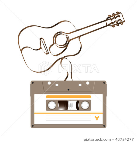 Compact audio cassette green color and Acoustic Compact audio cassette green color and Acoustic 43784277