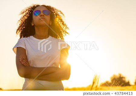 African American Girl Teenager Sunglasses Sunset African American Girl Teenager Sunglasses Sunset 43784413