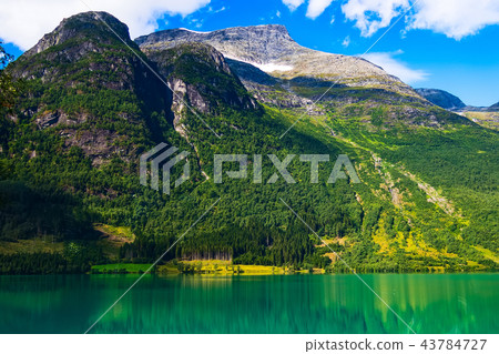 Norway, Olden mountains and fjord landscape 43784727