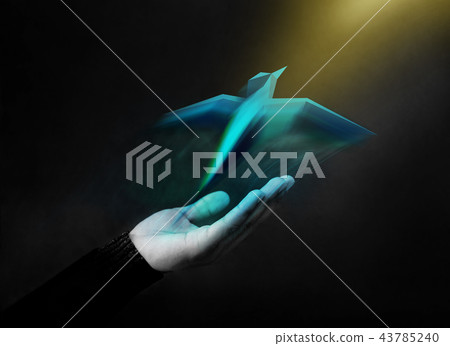 Freedom Concept. Digital Geometric Bird Soaring Up 43785240