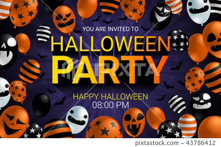 Halloween Party invitation banner scary balloon Halloween Party invitation banner scary balloon 43786412