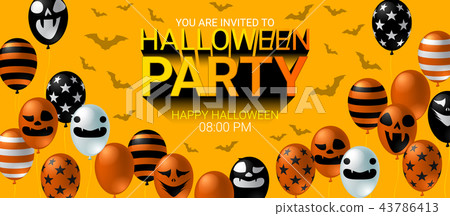 Halloween Party invitation banner scary balloon Halloween Party invitation banner scary balloon 43786413