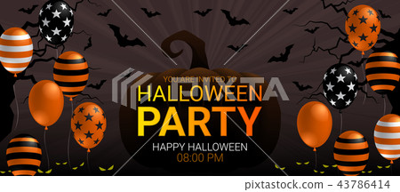 Halloween Party invitation banner scary balloon Halloween Party invitation banner scary balloon 43786414