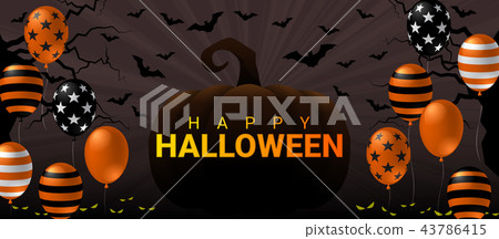 Happy Halloween banner with scary balloon 43786415