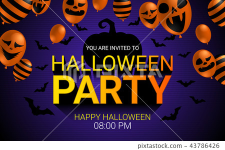 Halloween Party invitation banner scary balloon 43786426