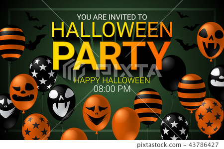 Halloween Party invitation banner scary balloon 43786427