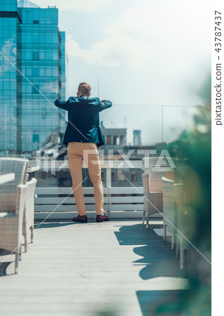 Man watching on city during rest outdoor Man watching on city during rest outdoor 43787437