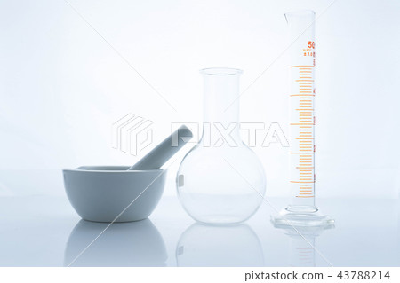 different laboratory glassware and with reflection 43788214