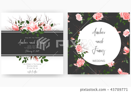Save the date card, wedding invitation, greeting card with beautiful flowers and letters Save the date card, wedding invitation, greeting card with beautiful flowers and letters 43789771