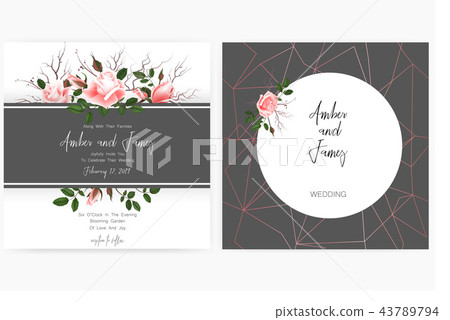 Save the date card, wedding invitation, greeting card with beautiful flowers and letters Save the date card, wedding invitation, greeting card with beautiful flowers and letters 43789794