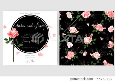 Save the date card, wedding invitation, greeting card with beautiful flowers and letters Save the date card, wedding invitation, greeting card with beautiful flowers and letters 43789799