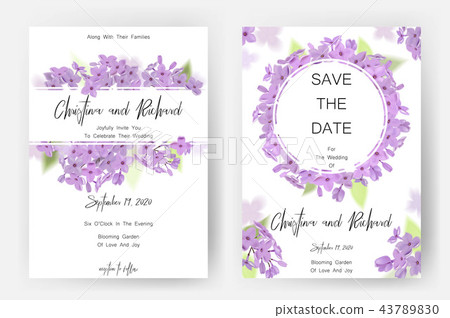 Save the date card, wedding invitation, greeting card with beautiful flowers and letters 43789830