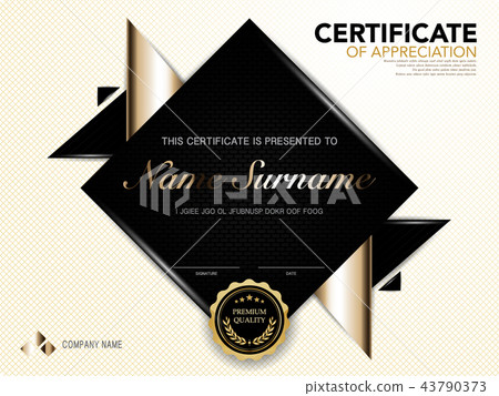 diploma certificate template black and gold color. diploma certificate template black and gold color. 43790373