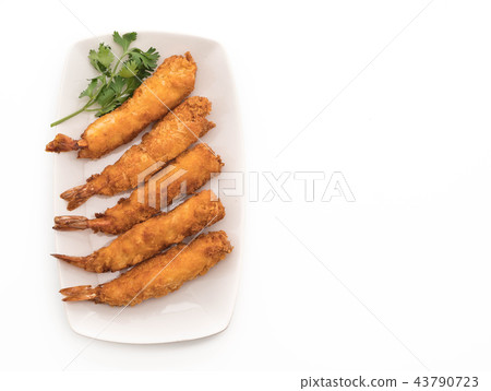batter-fried prawns on white 43790723