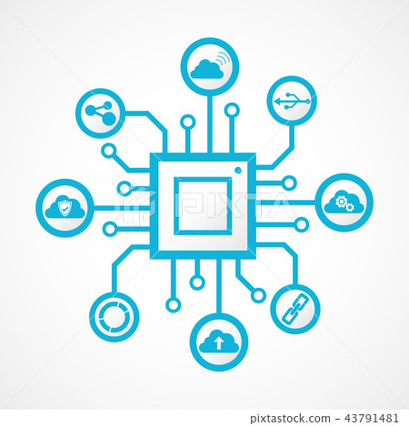 Technology icons , Chip integration concept Technology icons , Chip integration concept 43791481