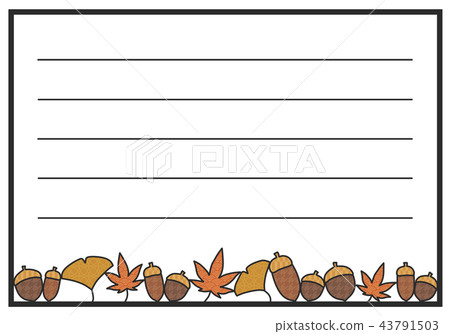 일본식 디자인의 단풍과 은행 나무와 도토리 가로 편지지 - 스톡일러스트 [43791503] - Pixta