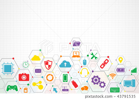 Technology icons concept , hexagon background Technology icons concept , hexagon background 43791535
