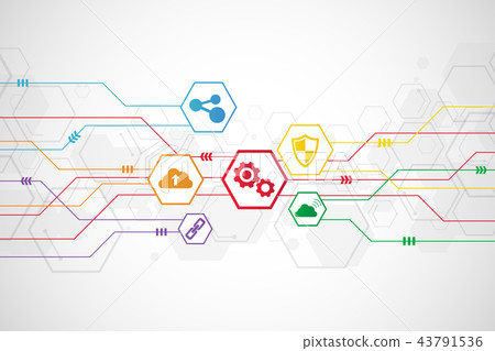 Technology icons concept , hexagon background Technology icons concept , hexagon background 43791536