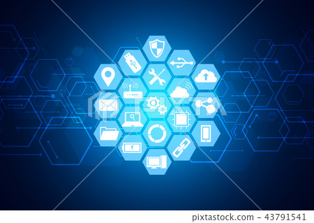 Technology icons concept , hexagon integrated Technology icons concept , hexagon integrated 43791541