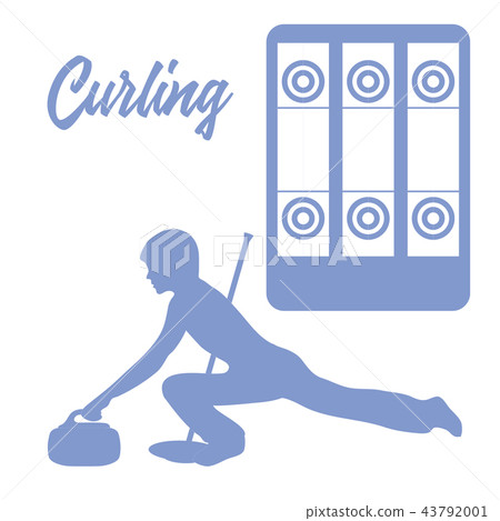 Playground for curling, broom, stone and athlete Playground for curling, broom, stone and athlete 43792001