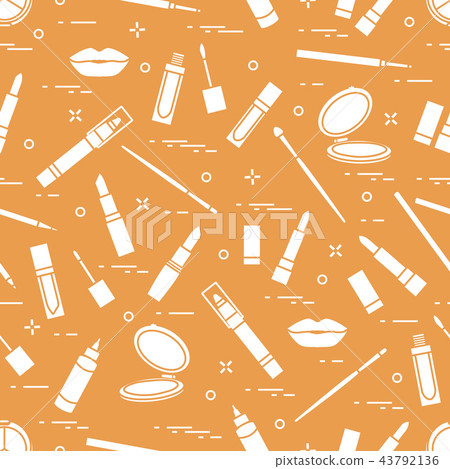 Seamless pattern of different lip make-up tools 43792136