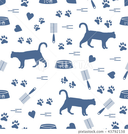 Nice pattern of silhouette walking cat, traces, Nice pattern of silhouette walking cat, traces, 43792138