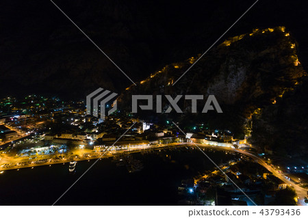 night view from the air to the old Kotor 43793436