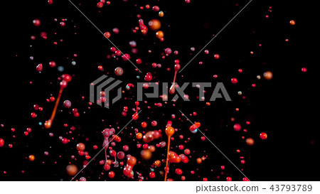 Abstract coloured paint splashes on black Abstract coloured paint splashes on black 43793789