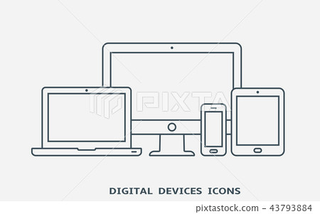 Monitor, laptop, tablet pc and smart phone icon 43793884