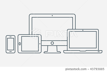Outline icons. Monitor, laptop, tablet, smartphone Outline icons. Monitor, laptop, tablet, smartphone 43793885