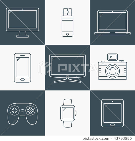 Line icons - Digital devices Line icons - Digital devices 43793890