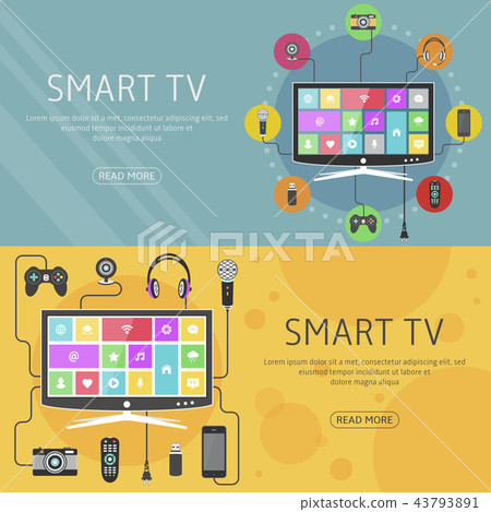 Smart TV flat design concept and banners Smart TV flat design concept and banners 43793891