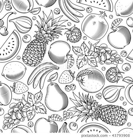 Fruit and berries seamless pattern 43793908