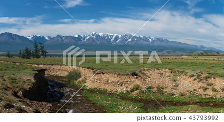 Panorama of Altai mountains with river Panorama of Altai mountains with river 43793992