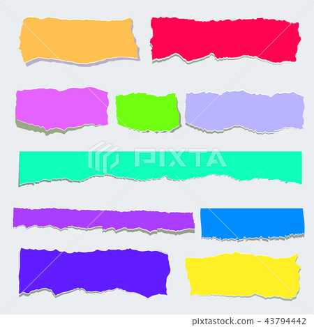 Set of torn colored paper. Torn pieces of color sheet. Set of torn colored paper. Torn pieces of color sheet. 43794442