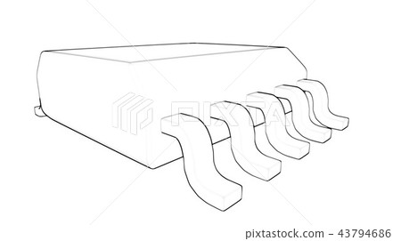 Electrionic Circuit Chip Package SSOP 3d illustration sketch outline Electrionic Circuit Chip Package SSOP 3d illustration sketch outline 43794686