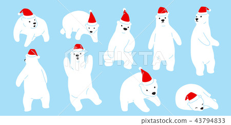 Bear vector Christmas polar bear Santa Claus hat - Stock Illustration ...