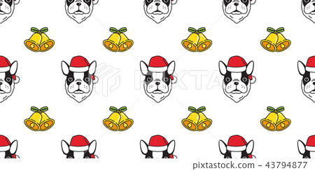 Dog seamless pattern bulldog vector Christmas 43794877