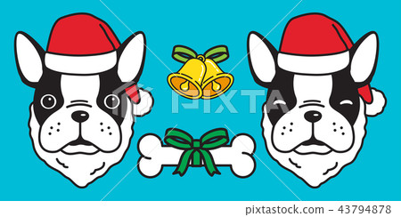 Dog vector french bulldog Christmas Santa Claus 43794878