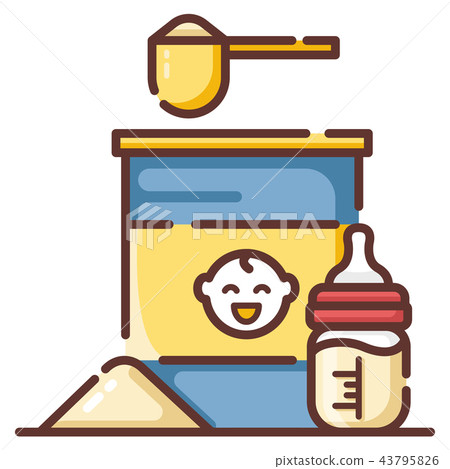 Baby milk powder LineColor illustration Baby milk powder LineColor illustration 43795826