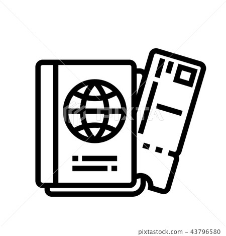 Boarding pass Line Icon-插圖素材 [43796580] - PIXTA圖庫
