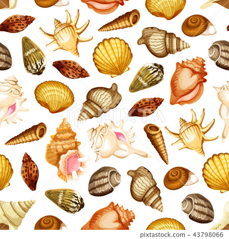 Sea shell seamless pattern with marine mollusk Sea shell seamless pattern with marine mollusk 43798066